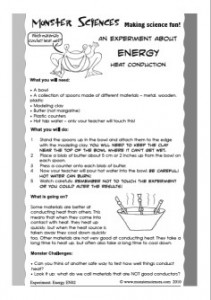 Energy Science Experiment - Heat conduction