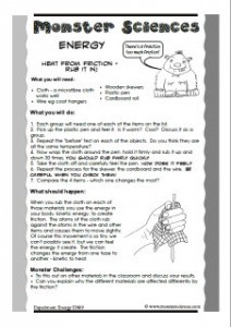 Energy Science Experiment:  Heat from friction