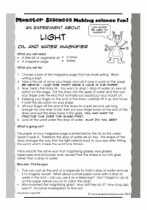 Light Science Experiment:  Oil Magnifier