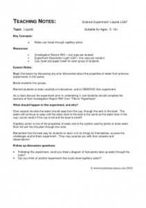Liquids Science Experiment: the great escape, capillary action