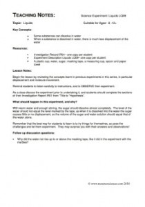 Liquids Science Experiment:  Dissolving