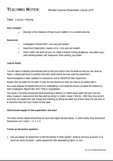 How do you make a science experiment on density using liquids?